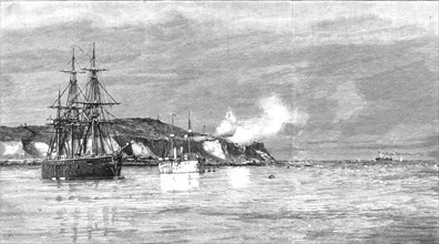 ' The Civil War in Chili, Forts Valdiva and Yerbas at Valparaiso firing on the Rebel Cong...', 1891. Creator: Unknown.