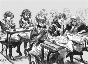 ''The Free Education Act -- The Sewing Class of Elder Girls', 1891. Creator: Paul Charles Renouard.