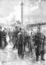 '' Recruiting for the Army outside St. George's Barracks, Trafalgar Square', 1891. Creator: Henri Lanos.