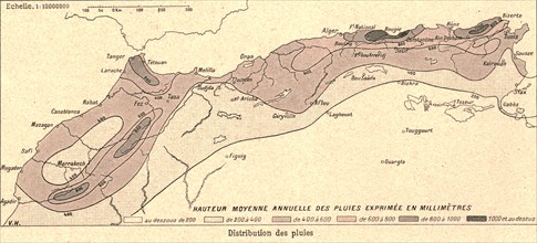 ''Le Climat, distribution des pluies; Afrique du nord', 1914. Creator: Unknown.
