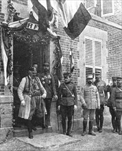 'Le roi du Montenegro sortant du quartier general du general Gouraud', 1916. Creator: Unknown.