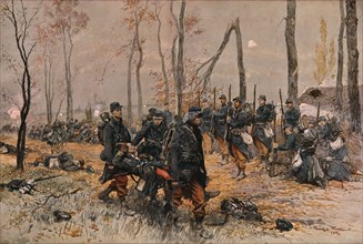 ''Scenes de Guerre; Les Honneurs sous le Feu', 1914. Creator: Georges Bertin Scott.