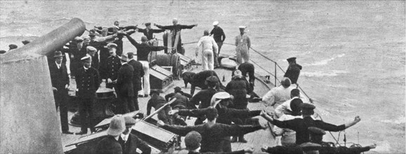 ''La fin de L' "Emden"; La captivite du personnel de "Emden" a bord du "Sydney"', 1914. Creator: Unknown.
