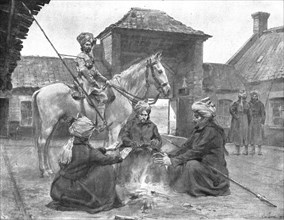 ''Des deux cotes du front; Lanciers indiens dans une ferme du Nord de la France', 1914-1915. Creator: Unknown.