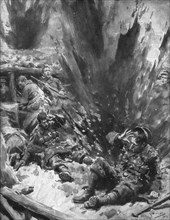 ''La Bataille des Flandres; Un projectile a eclate dans la boue sans blesser personne', 1914. Creator: Arthur C Michael.