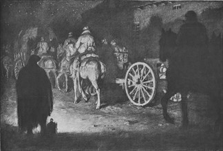 'Les combats de Verdun. Les deplacements de troupes: passage d'artillerie dans un village', 1916. Creator: Georges Leroux.