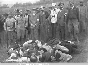 'La Serbie Martyre; Jeunes garcons serbes de 13 a 15 ans massacres', 1914 Creator: Unknown.