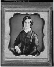 Joannette Clark Benjamin, three-quarter length portrait of a woman..., between 1840 and 1860. Creator: Unknown.