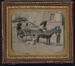 Children of Lt. Montgomery C. Meigs, in donkey cart with dog, probably..., between 1850 and 1851. Creator: Unknown.