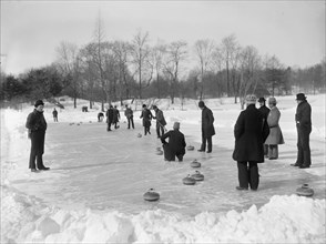 Curling in Central Park, New York, between 1900 and 1906. Creator: Unknown.