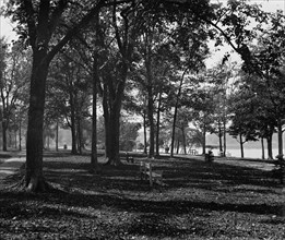Riverside Park toward city, Neenah, Wis., c1898. Creator: William H. Jackson.