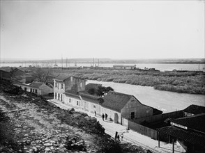 Railroad grounds from the bluff, Tampico, between 1880 and 1897. Creator: William H. Jackson.