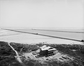 Panorama of Tampico River and the jetties from the lighthouse, between 1880 and 1897. Creator: William H. Jackson.