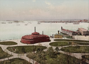 Battery Park and upper Bay, New York City, ca 1900. Creator: Unknown.