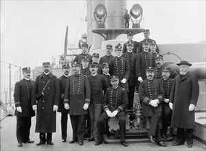 U.S.S. Brooklyn, Captain Cook and officers, between 1896 and 1901. Creator: Unknown.
