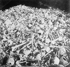 A Heap of bones in the cemetery, Necropolis Cristobal Colon, Havana, between 1895 and 1910. Creator: Unknown.