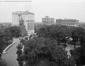 Grand Circus Park and Hotel Tuller, Detroit, Mich., between 1900 and 1920. Creator: Unknown.