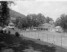 Clubhouse and tennis courts, the Homestead, Virginia Hot Springs, between 1900 and 1920. Creator: Unknown.