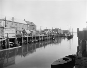 Portland, Me., drying fishermen's nets, between 1900 and 1920. Creator: Unknown.