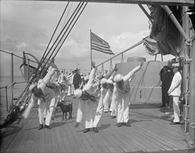 U.S.S. New York, morning exercise, between 1893 and 1901. Creator: William H. Jackson.