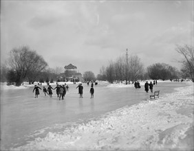 Skating on Belle Isle Park, Detroit, Mich., between 1895 and 1910. Creator: Unknown.