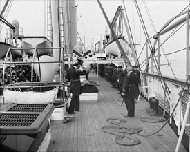 U.S.S. Chicago, Admiral Schley coming on board, 1899. Creator: Unknown.