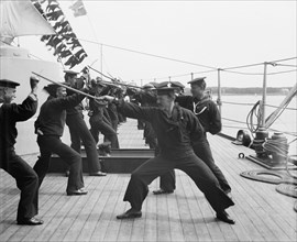 U.S.S. New York, single stick exercise, between 1893 and 1901. Creator: Unknown.