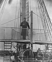 U.S.S. Pensacola, Capt. Dewey on the bridge, between 1890 and 1901. Creator: Unknown.