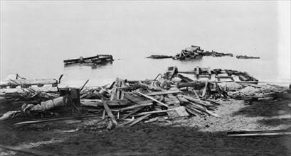 Ruines of life saving station, Pointe aux Barques, Mich., after storm, Nov. 9, 1913, 1913 Nov 9. Creator: Unknown.