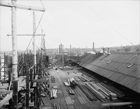 Globe Iron Works ship yard, Cleveland, ca 1900. Creator: Unknown.