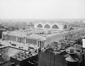 Bird's-eye view, Penn. [i.e. Pennsylvania] Station, New York City, c.between 1910 and 1920. Creator: Unknown.
