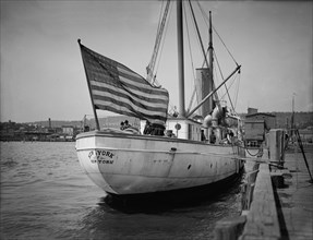 Steam pilot boat at dock, between 1900 and 1905. Creator: Unknown.