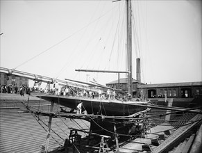 Valkyrie III in Erie Basin, 1895 Aug 24. Creator: John S Johnston.
