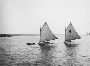 D.B.C.Y. [Detroit Boat Club yacht] regatta, # 18 & # 19, first ground, 3rd turn, c1900-1910. Creator: John S Johnston.