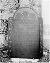 Gravestone of first man killed in Revolutionary War, Westminster, Vt., c.between 1900 and 1910. Creator: Unknown.