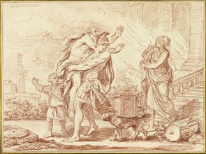 Aeneas Fleeing with Anchises from the Ruins of Troy, 1777. Creator: Augustin Pajou.