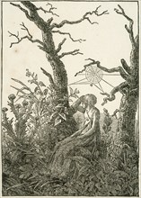 Woman with Spider's Web Between Bare Trees, 1803. Creator: Caspar David Friedrich.