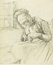 Old Woman Mending at the Window, 1881. Creator: Max Liebermann.