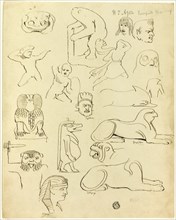 Sketches After Sculptures and Reliefs, Mainly Egyptian, 19th century. Creator: W.T. Agar.