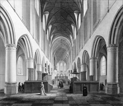 St Bavokerk, Haarlem, Viewed from West to East, 1681. Creator: Isaak van Nickele.