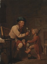 A Peasant Giving his Son Something to Drink, 1781. Creator: Peter Cramer.