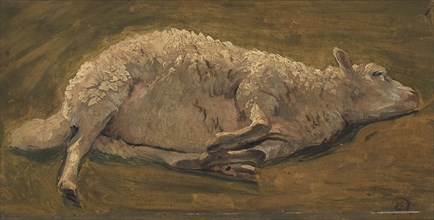 Study of a sheep lying down, 1846. Creator: Carlo Eduardo Dalgas.