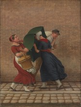 Street Scene in Windy and Rainy Weather, 1846. Creator: CW Eckersberg.