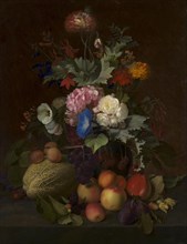 Still Life with Fruit and Flowers, 1852. Creator: Otto Didrik Ottesen.