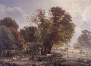 Autumn morning in the Jægersborg deer park, 1866. Creator: Carl Frederik Aagaard.