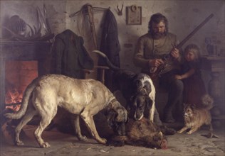After the Boar Hunt, 1876. Creator: Otto Bache.