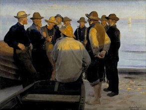 Fishermen by the Sea on a Summer's Evening, 1888. Creator: Michael Peter Ancher.