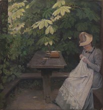 Woman in a garden, summer, 1891. Creator: Poul S. Christiansen.