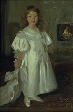 A Little Girl, Helga Melchior, in a Long Dress, 1897. Creator: Peder Severin Kroyer.