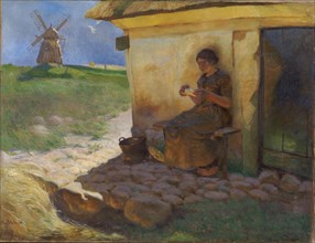 Girl reading a letter, 1898. Creator: Christjern Schobius.